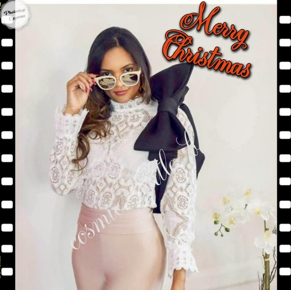 New BOHO Chantel Lantern Lace Sleeve Top - Picture 8 of 8